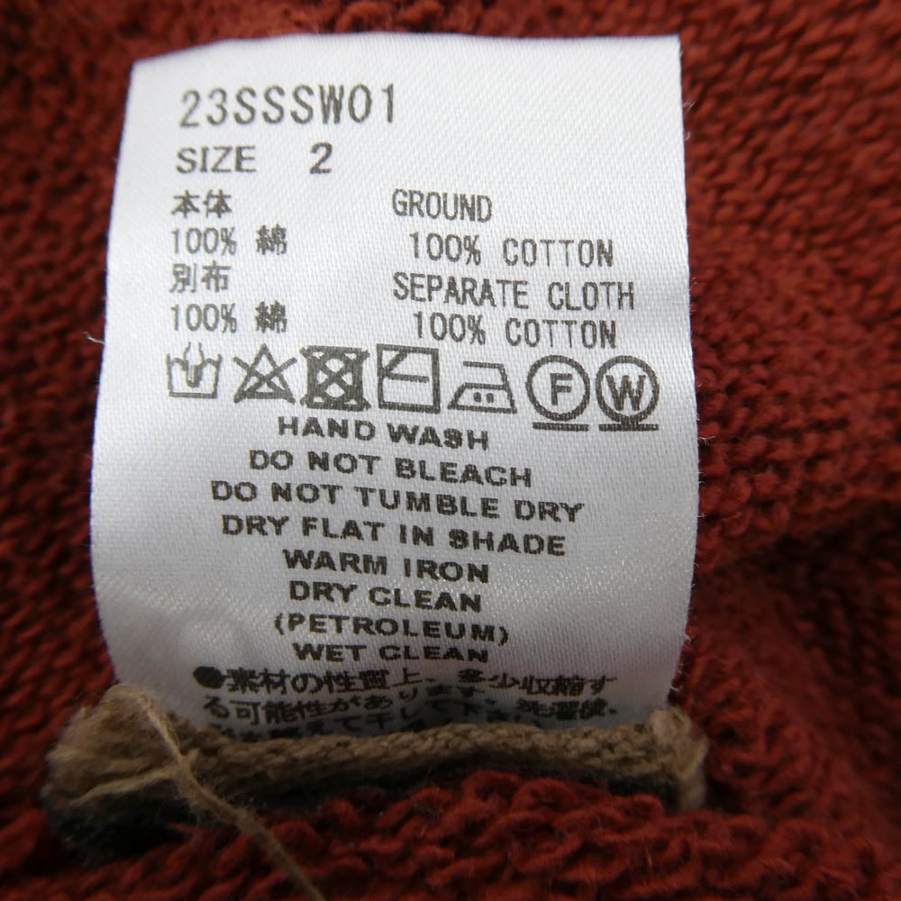 SUGARHILL シュガーヒル 23SS 23SSSW01 Attached Hoodie Old Orange アタッチド プルオーバー フーディー パーカー オレンジ系 2【中古】