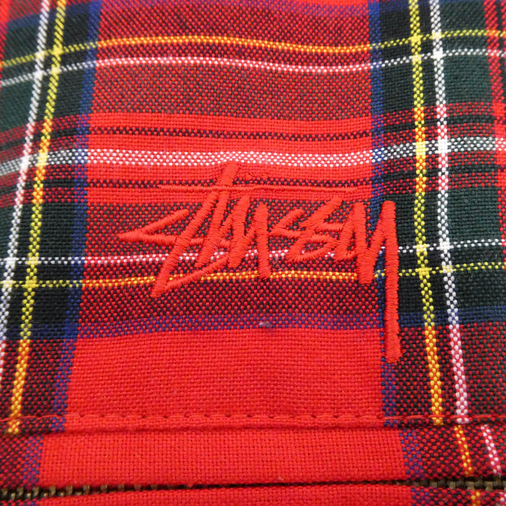 STUSSY ステューシー STYLE# 115405 Bryan JACKET ブライアン タータンチェック ストック ロゴ刺繍 ジップ ジャケット レッド系 マルチカラー系 XL【中古】