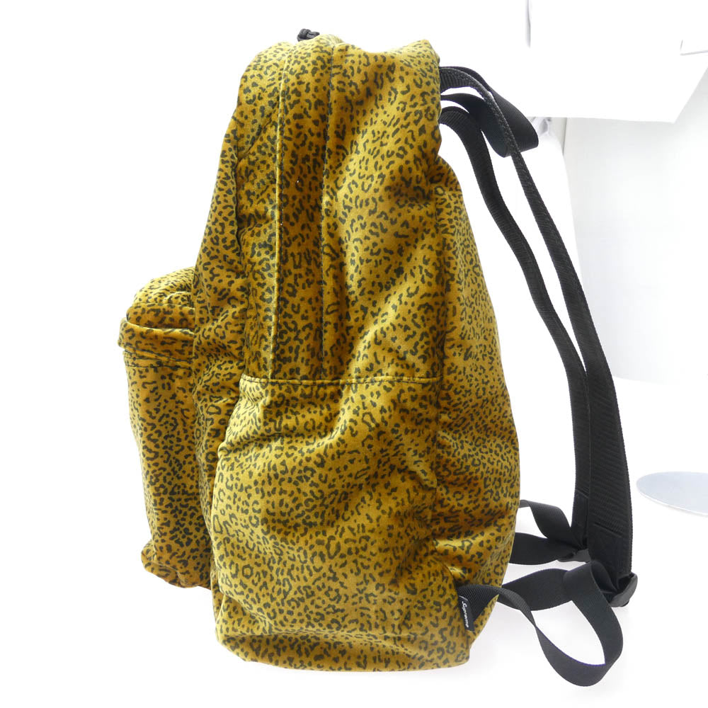 Supreme シュプリーム 25AW Velvet Backpack Tan Leopard ベルベット バックパック タン レオパード ヒョウ柄 リュック デイパック ディープイエロー系 41×31×21cm【新古品】【未使用】【中古】