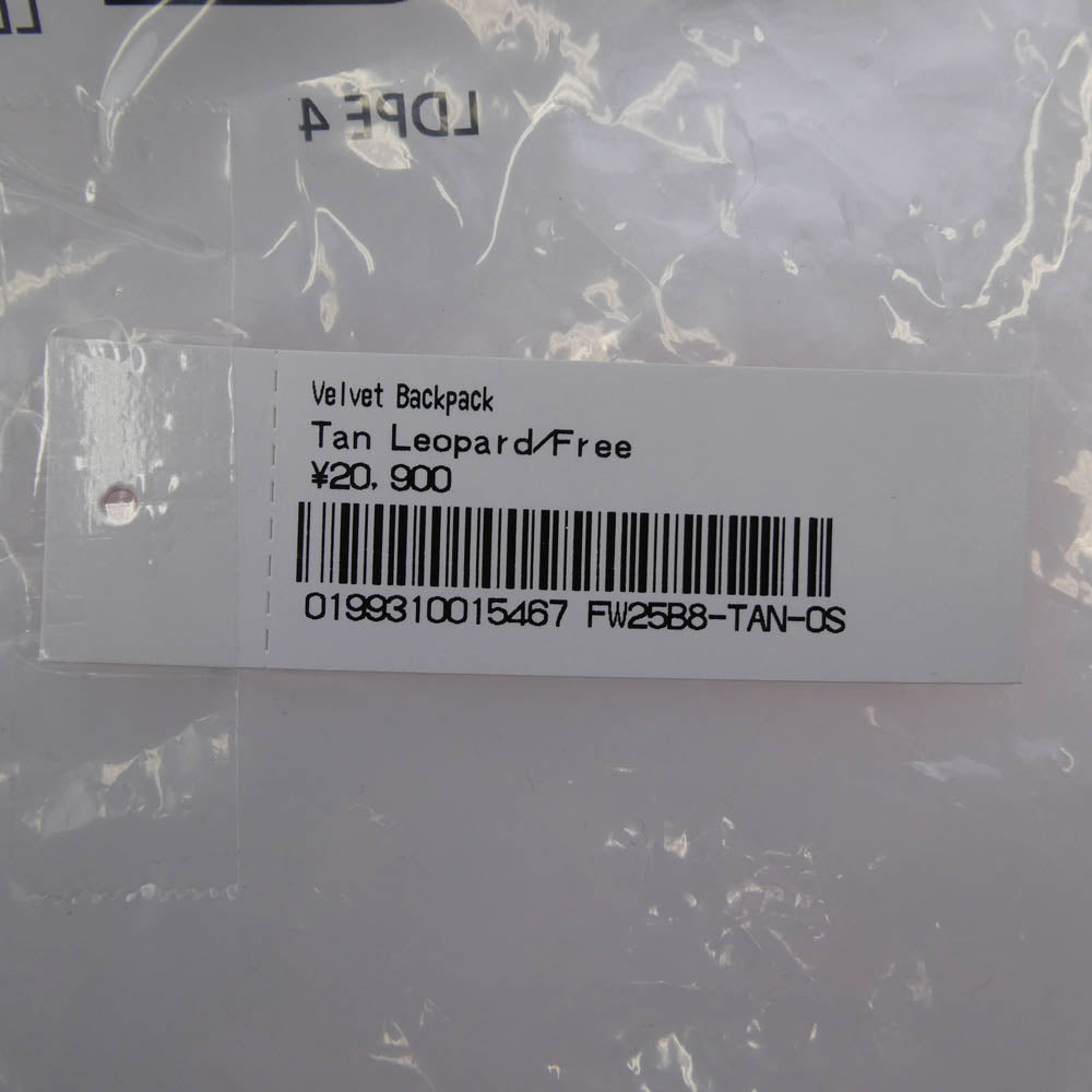 Supreme シュプリーム 25AW Velvet Backpack Tan Leopard ベルベット バックパック タン レオパード ヒョウ柄 リュック デイパック ディープイエロー系 41×31×21cm【新古品】【未使用】【中古】
