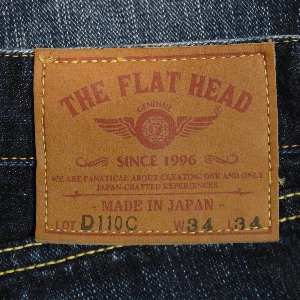 THE FLAT HEAD ザフラットヘッド FN-D110C D110C 14.5oz 左綾ジンバブエコットン レギュラー テーパード ジーンズ デニム パンツ ブルー系 34【極上美品】【中古】