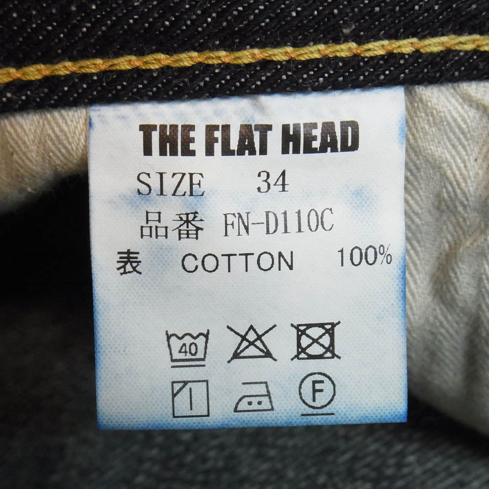 THE FLAT HEAD ザフラットヘッド FN-D110C D110C 14.5oz 左綾ジンバブエコットン レギュラー テーパード ジーンズ デニム パンツ ブルー系 34【極上美品】【中古】