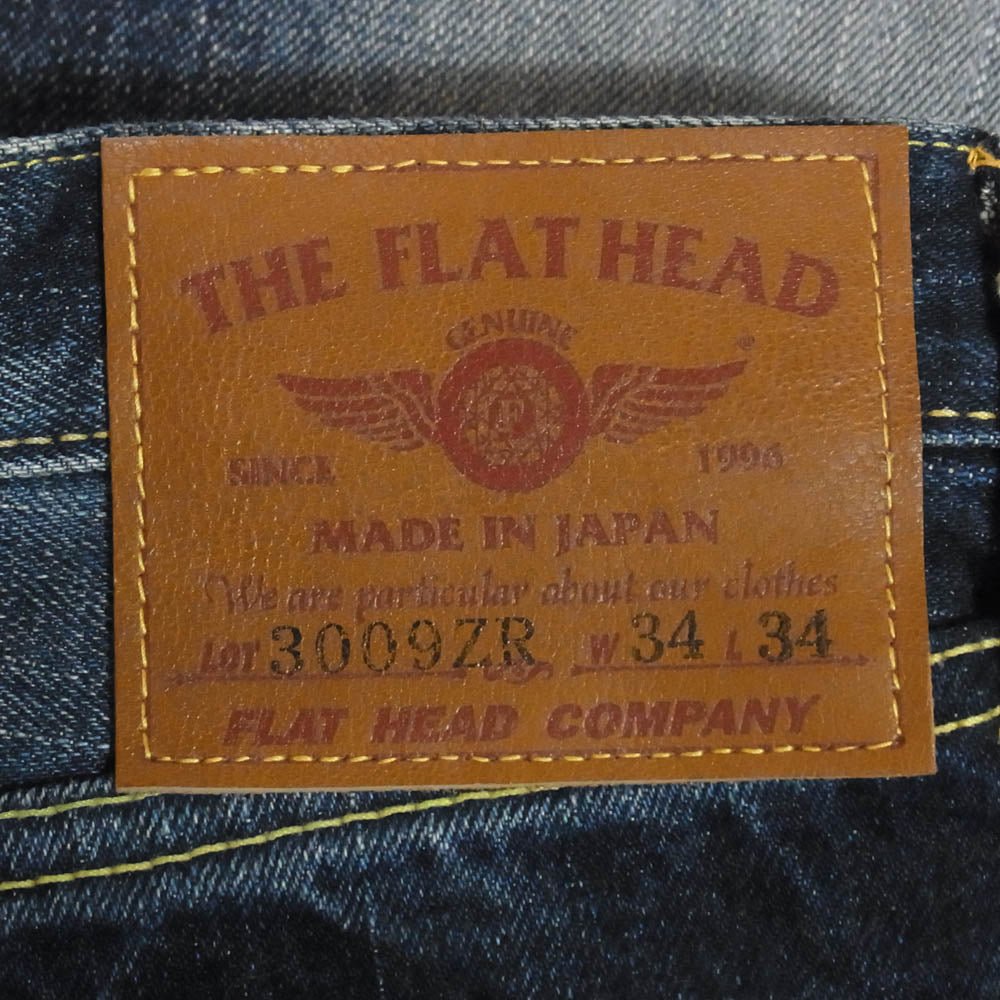 THE FLAT HEAD ザフラットヘッド 3009ZR リメイク ナロー ストレート デニム ジーンズ インディゴブルー系 34【極上美品】【中古】