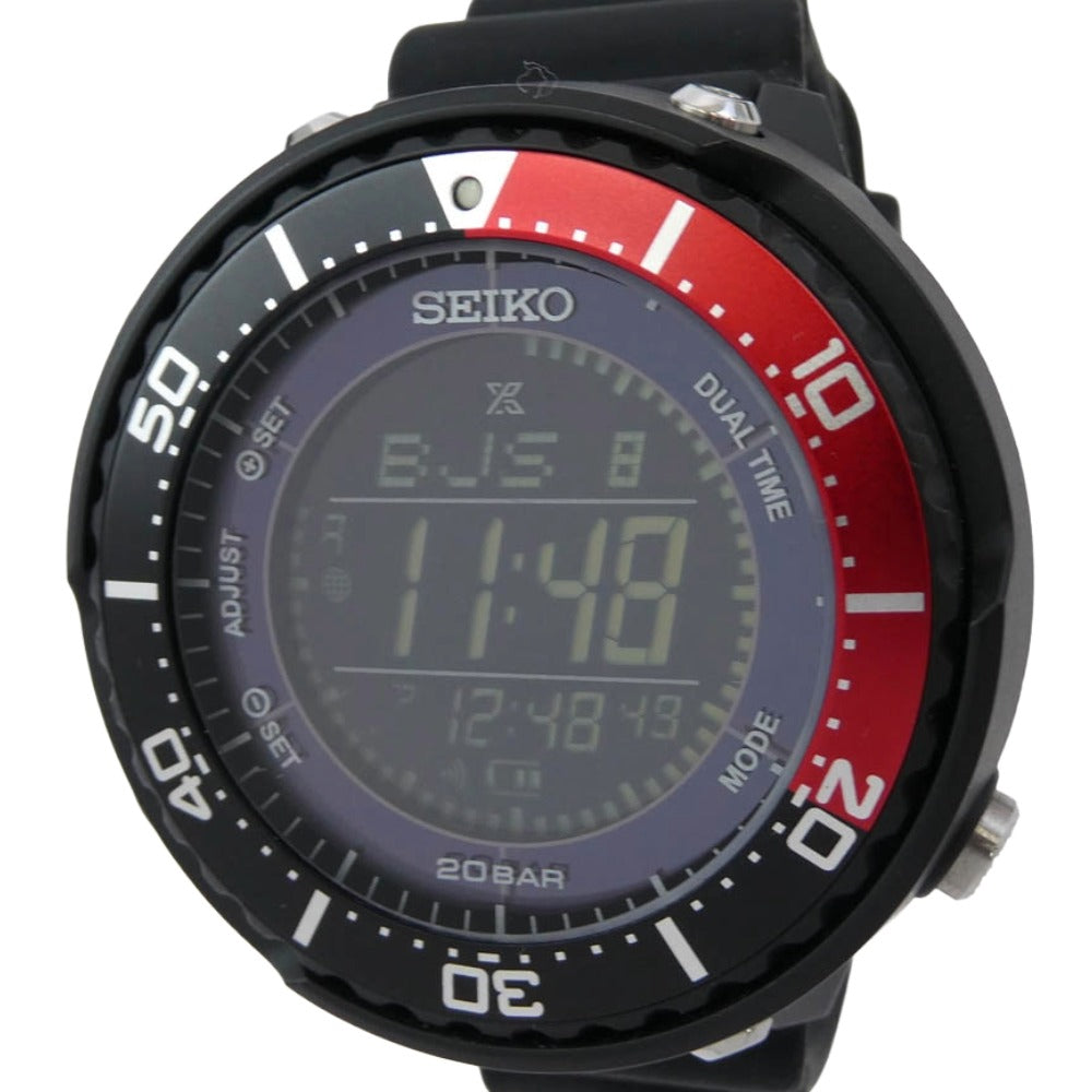 SEIKO セイコー S802-00A0 PROSPEX LOWERCASE プロスペックス フィールドマスター ソーラー デジタル クォーツ 腕時計 シリコンバンド ブラック系【中古】