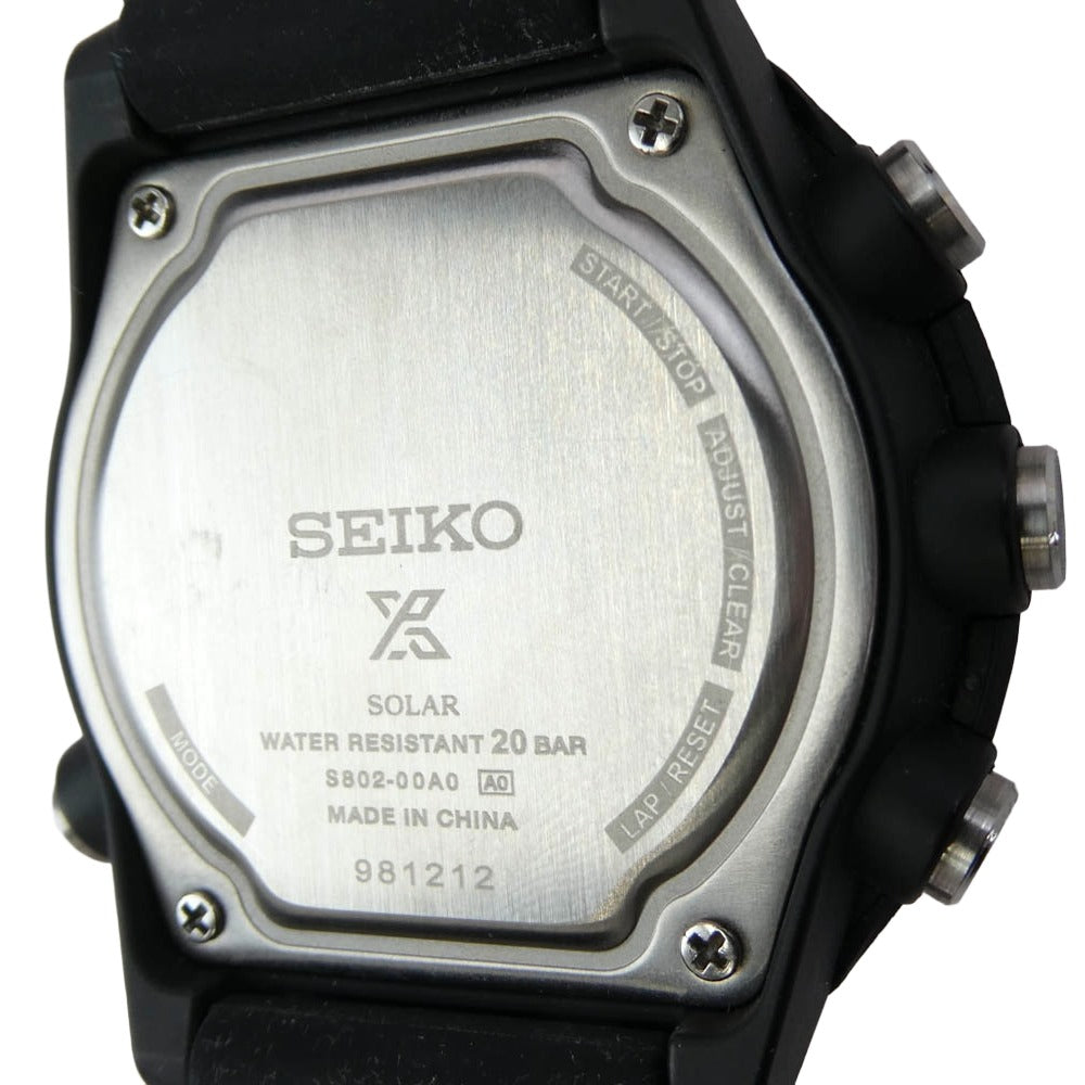 SEIKO セイコー S802-00A0 PROSPEX LOWERCASE プロスペックス フィールドマスター ソーラー デジタル クォーツ 腕時計 シリコンバンド ブラック系【中古】