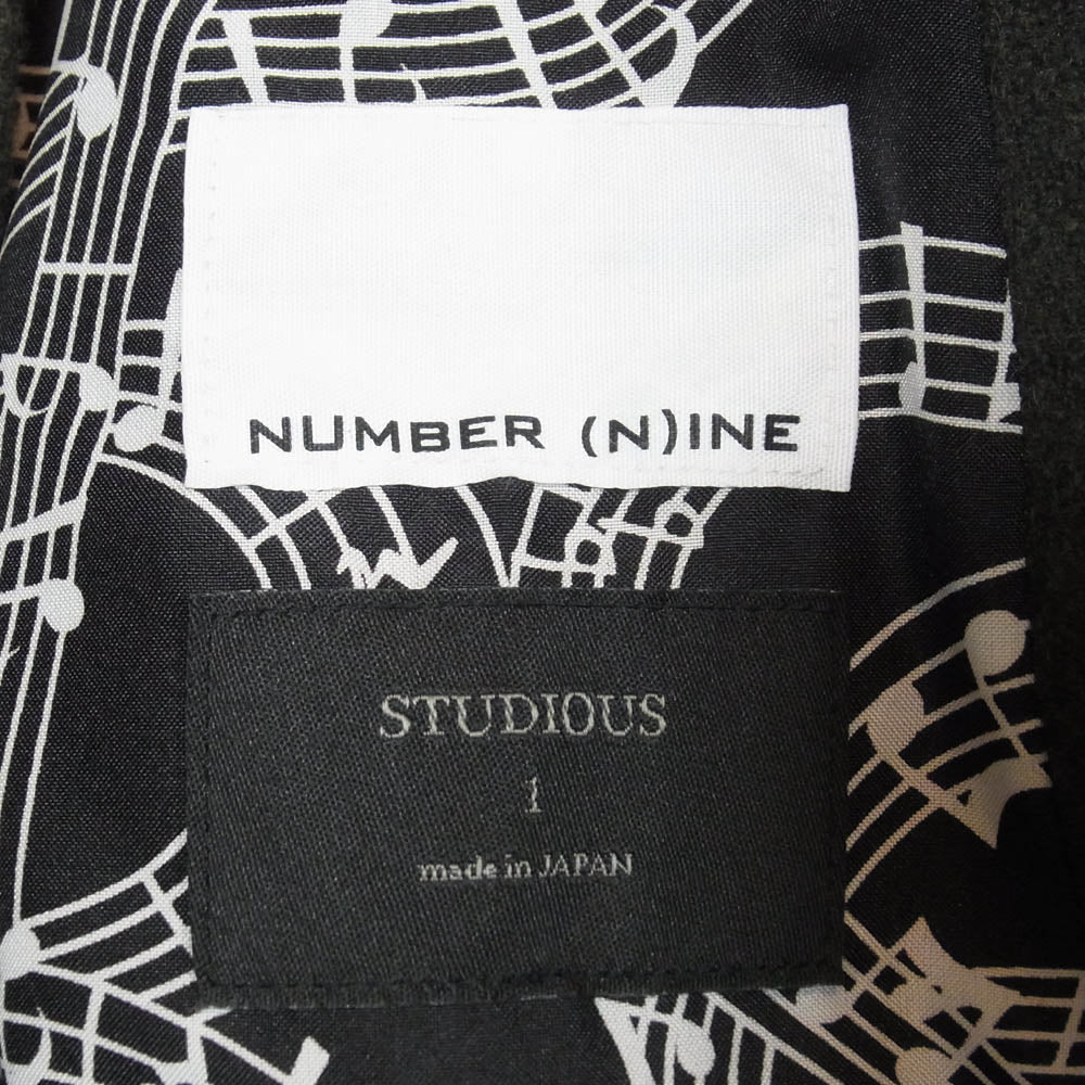 NUMBER(N)INE ナンバーナイン STUDIOUS 別注 カシミヤ混 ステンカラー コート モスグリーン系 1【中古】