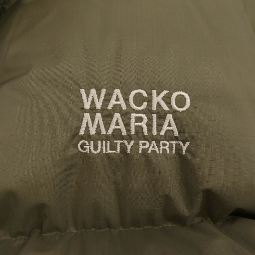 WACKO MARIA ワコマリア × NANGA DOWN JACKET TYPE-1 ナンガ ロゴ刺繍 ジップアップ ダウン ジャケット グリーン系 XL【中古】
