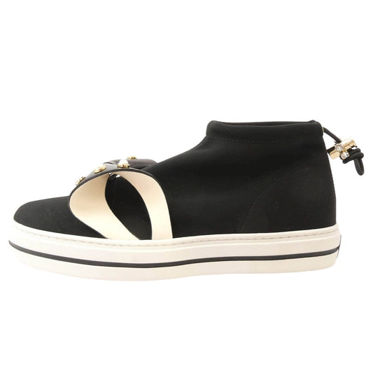 リボン パール ソックス スニーカー ブラック系 34.5【美品】【中古】