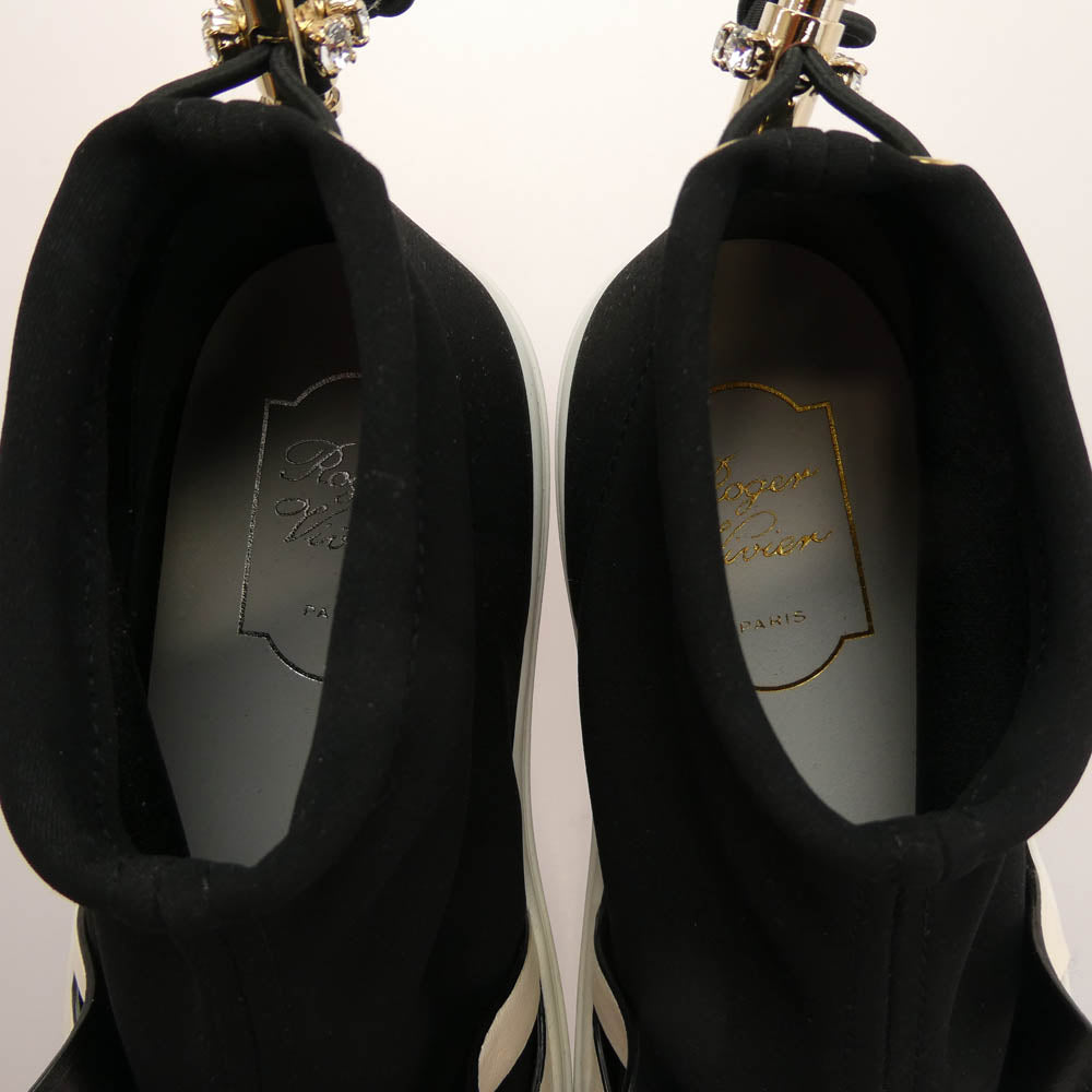 リボン パール ソックス スニーカー ブラック系 34.5【美品】【中古】