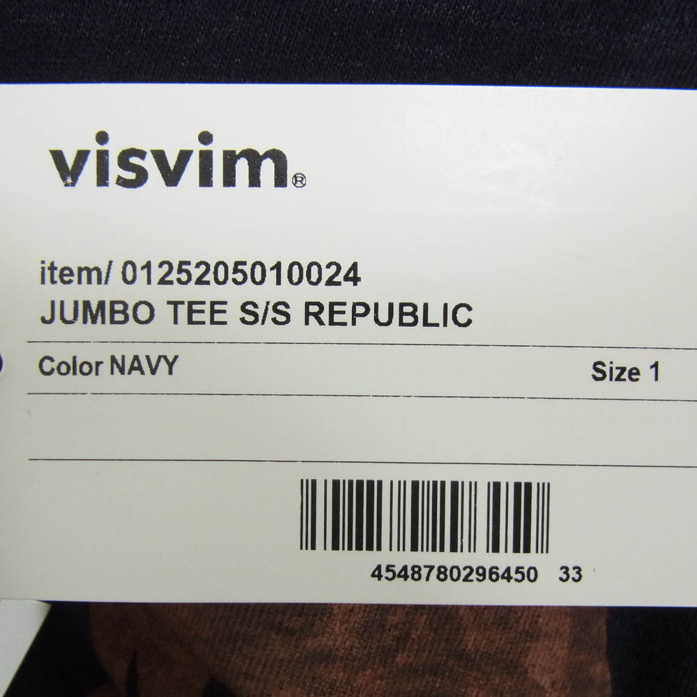 VISVIM ビズビム 25AW 0125205010024 JUMBO TEE S/S REPUBLICNAVY ジャンボ 半袖 Tシャツ カットソー ネイビー系 1【中古】