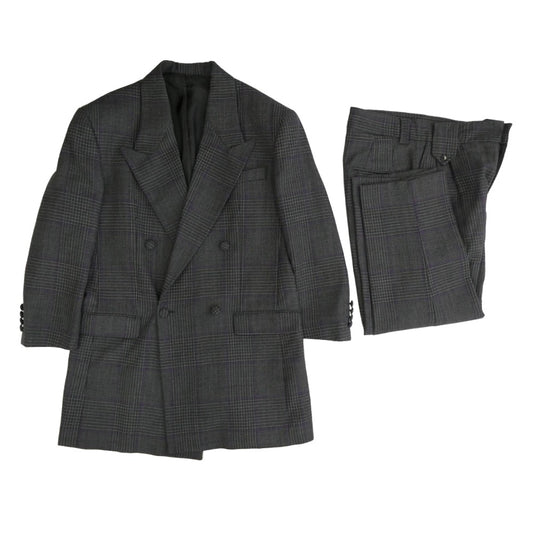 アーネストダブルベイカー ウール チェック ジャケット パンツ スーツ セットアップ グレー系 46【中古】