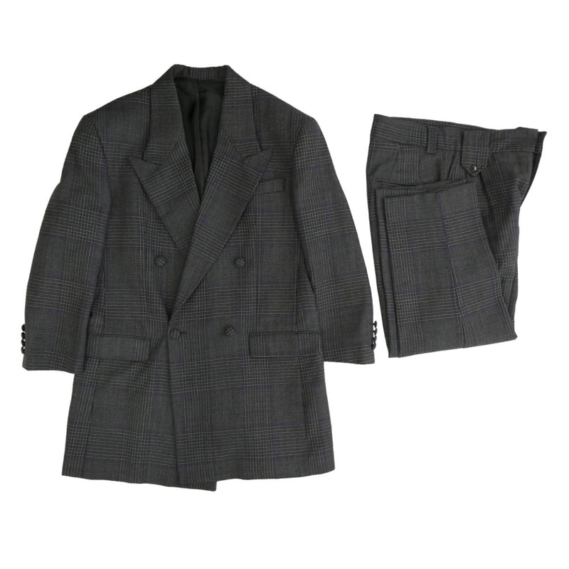 アーネストダブルベイカー ウール チェック ジャケット パンツ スーツ セットアップ グレー系 46【中古】