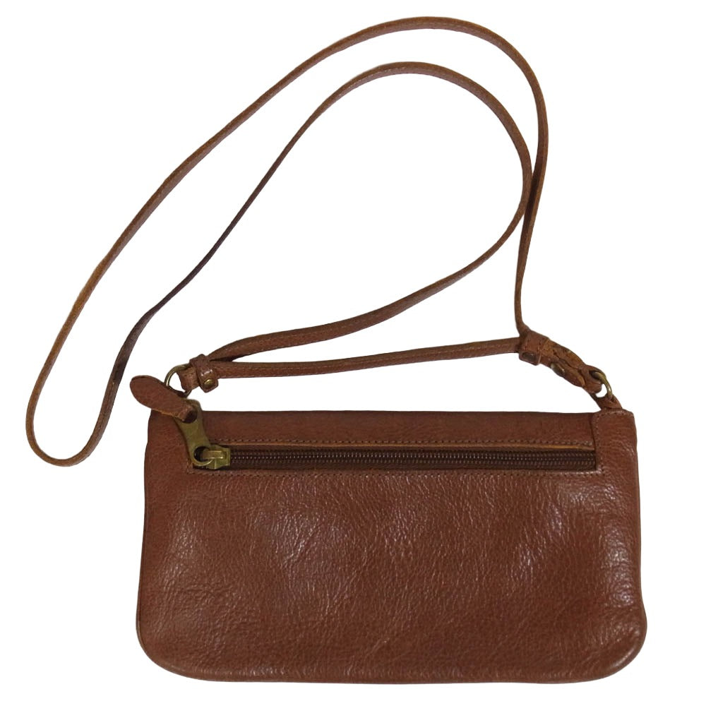 IL BISONTE イルビゾンテ レザー がま口 ショルダー ポシェット バッグ ライトブラウン系【中古】