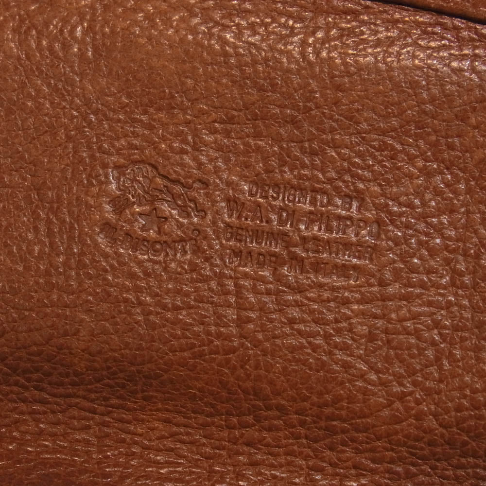 IL BISONTE イルビゾンテ レザー がま口 ショルダー ポシェット バッグ ライトブラウン系【中古】