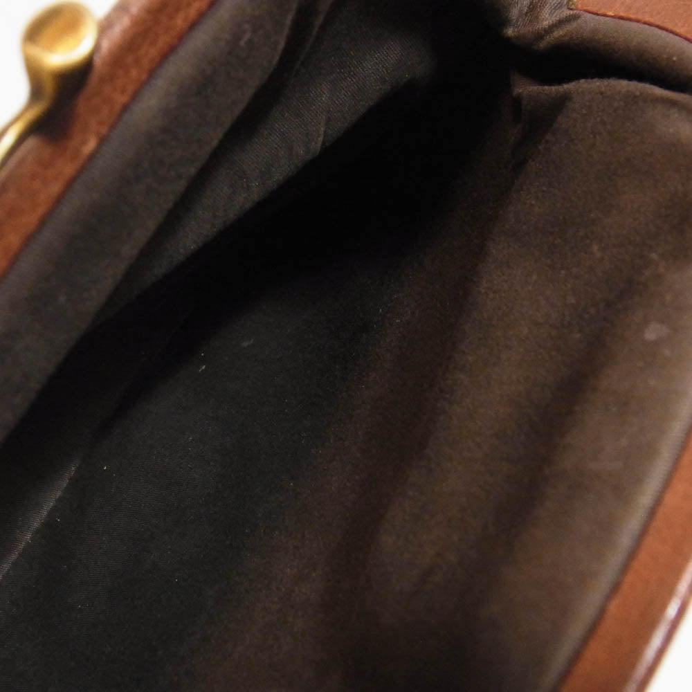 IL BISONTE イルビゾンテ レザー がま口 ショルダー ポシェット バッグ ライトブラウン系【中古】