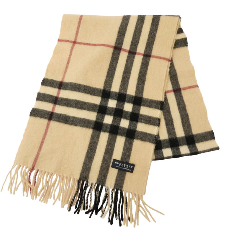 BURBERRY バーバリー カシミア チェック マフラー ベージュ系【中古】