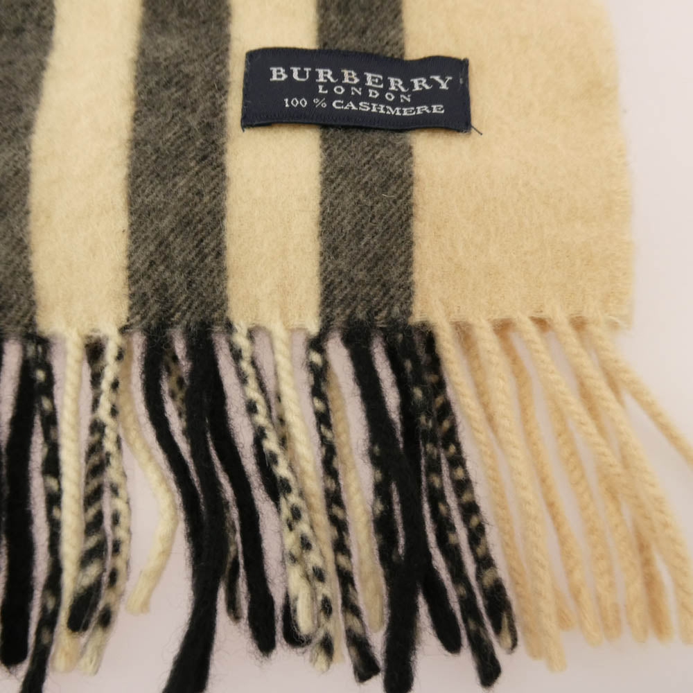 BURBERRY バーバリー カシミア チェック マフラー ベージュ系【中古】