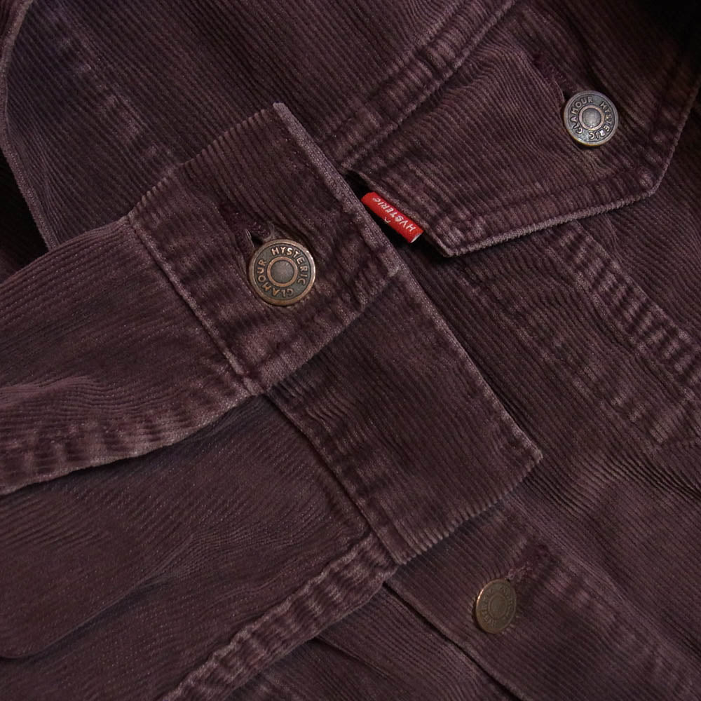 HYSTERIC GLAMOUR ヒステリックグラマー 02253AB02 3rdタイプ KINKY デニム コーデュロイ トラッカー ジャケット パープル系 XL【中古】