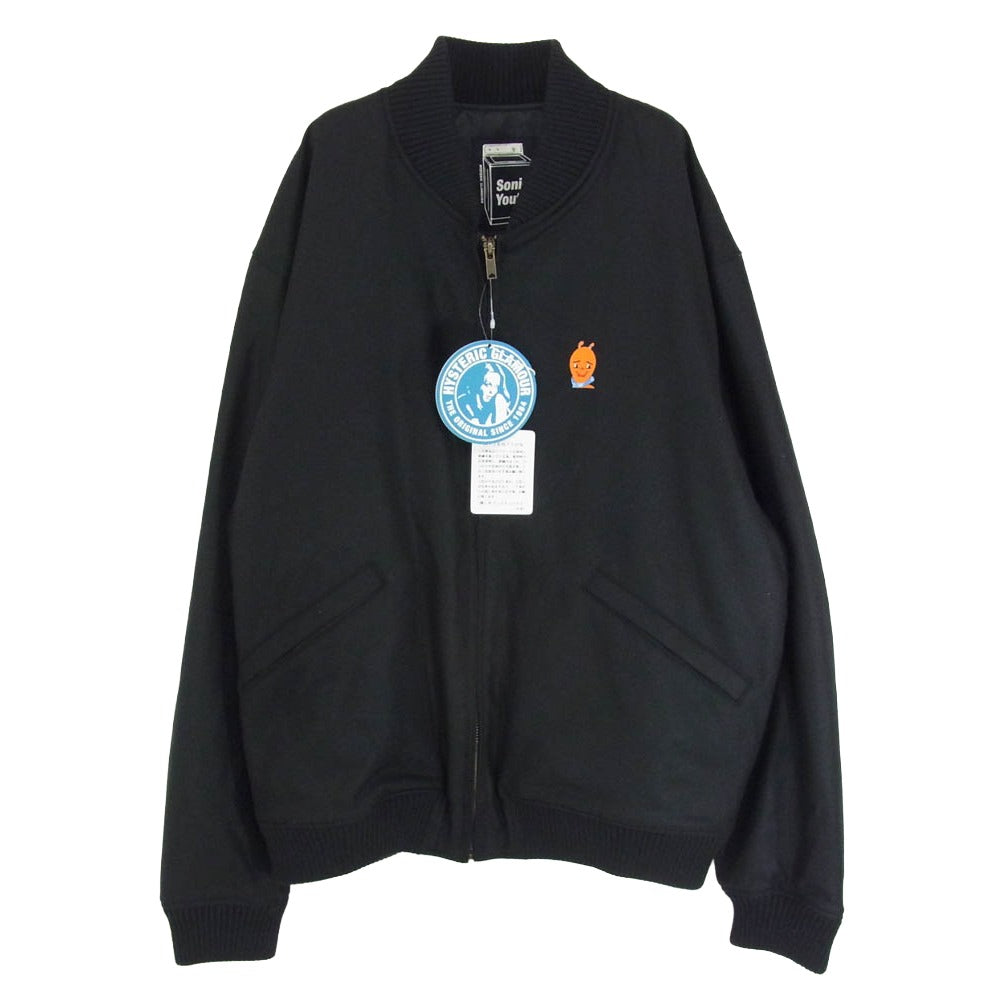 HYSTERIC GLAMOUR ヒステリックグラマー 24AW 02243AB14 SONIC YOUTH diRty刺繍 ソニックユース ジップ リブ ブルゾン ジャケット ブラック系 XL【中古】