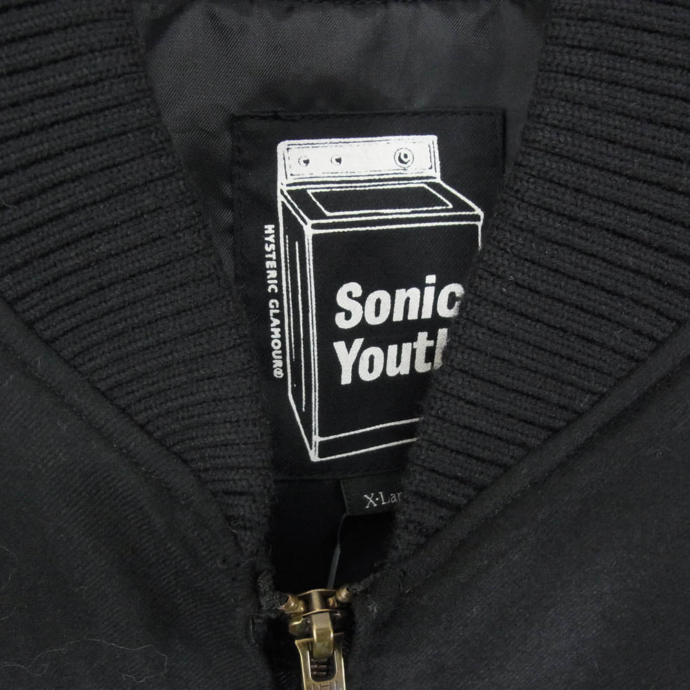 HYSTERIC GLAMOUR ヒステリックグラマー 24AW 02243AB14 SONIC YOUTH diRty刺繍 ソニックユース ジップ リブ ブルゾン ジャケット ブラック系 XL【中古】