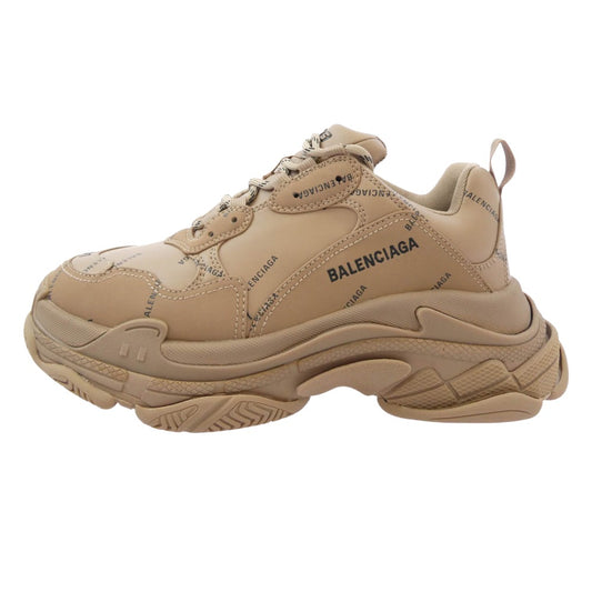 BALENCIAGA バレンシアガ 536737 フェイクバスターズ鑑定済 TRIPLE S SNEAKER ALLOVER LOGO トリプルS オールオーバーロゴ レザー スニーカー ブラウン系 41(27cm)【新古品】【未使用】【中古】