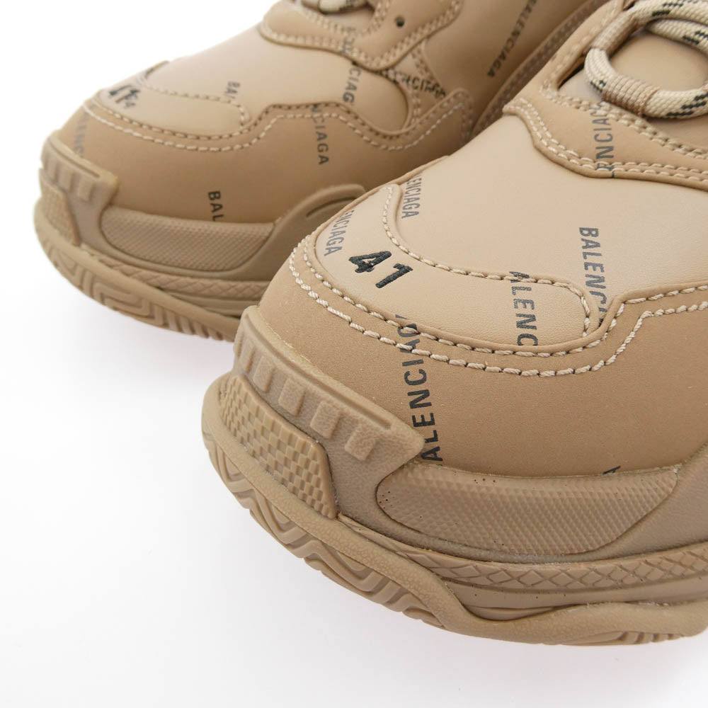 BALENCIAGA バレンシアガ 536737 フェイクバスターズ鑑定済 TRIPLE S SNEAKER ALLOVER LOGO トリプルS オールオーバーロゴ レザー スニーカー ブラウン系 41(27cm)【新古品】【未使用】【中古】