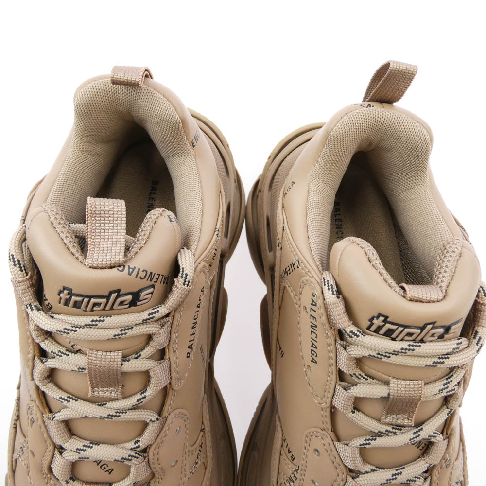 BALENCIAGA バレンシアガ 536737 フェイクバスターズ鑑定済 TRIPLE S SNEAKER ALLOVER LOGO トリプルS オールオーバーロゴ レザー スニーカー ブラウン系 41(27cm)【新古品】【未使用】【中古】
