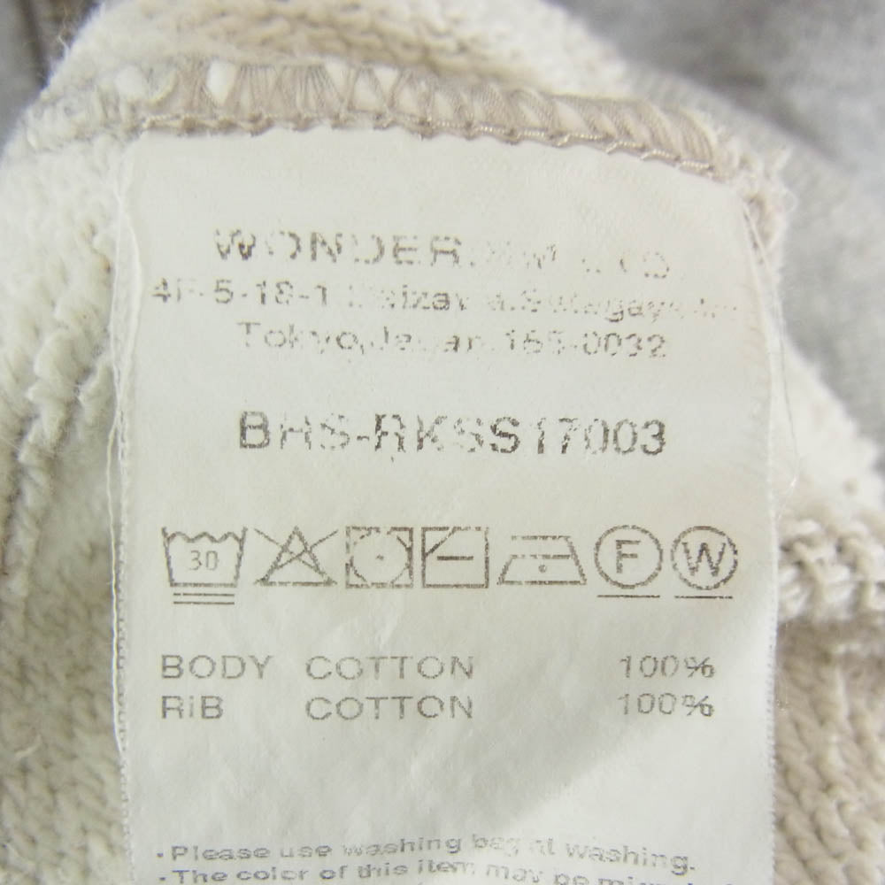 blurhms ROOTSTOCK ブラームスルーツストック BHS-RKSS17003 Sweat Hooded コットン ダブルジップ パーカー グレー系 2【中古】