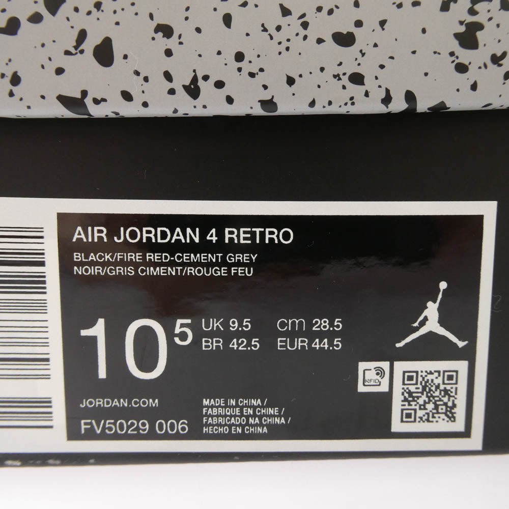 NIKE ナイキ FV5029-006 Air Jordan 4 Retro Bred Reimagined エアジョーダン4 レトロ ブレッド リイマジンド スニーカー ブラック系 28.5cm【極上美品】【中古】