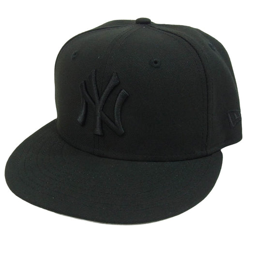 NEW ERA ニューエラ 59FIFTY NY ニューヨークヤンキース ロゴ キャップ ブラック系 7 1/4【美品】【中古】