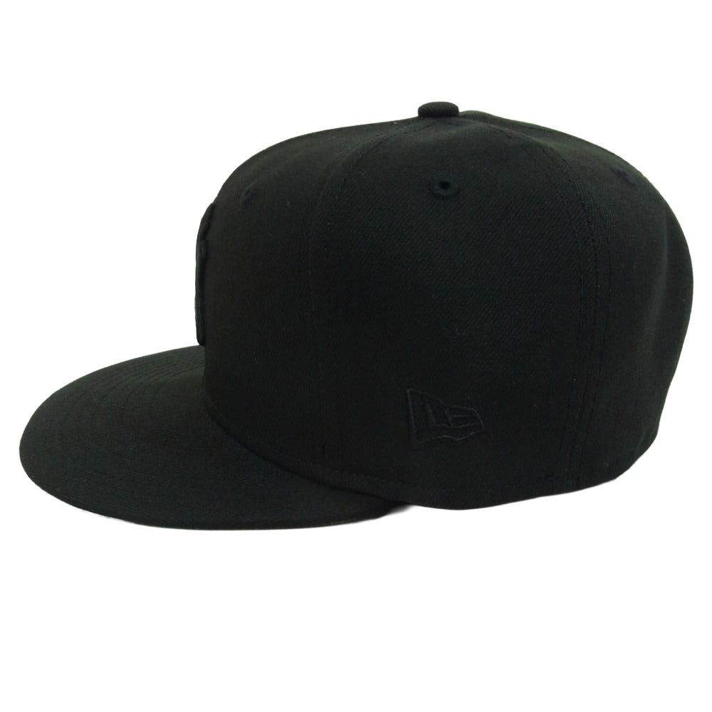 NEW ERA ニューエラ 59FIFTY NY ニューヨークヤンキース ロゴ キャップ ブラック系 7 1/4【美品】【中古】