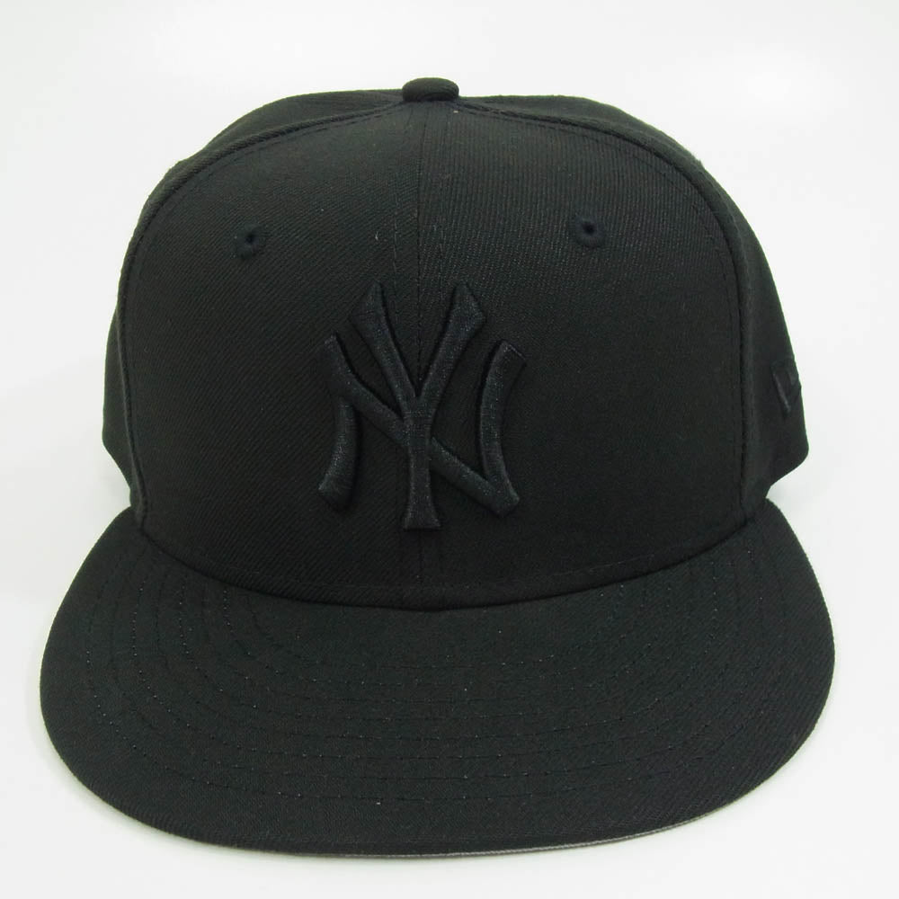 NEW ERA ニューエラ 59FIFTY NY ニューヨークヤンキース ロゴ キャップ ブラック系 7 1/4【美品】【中古】