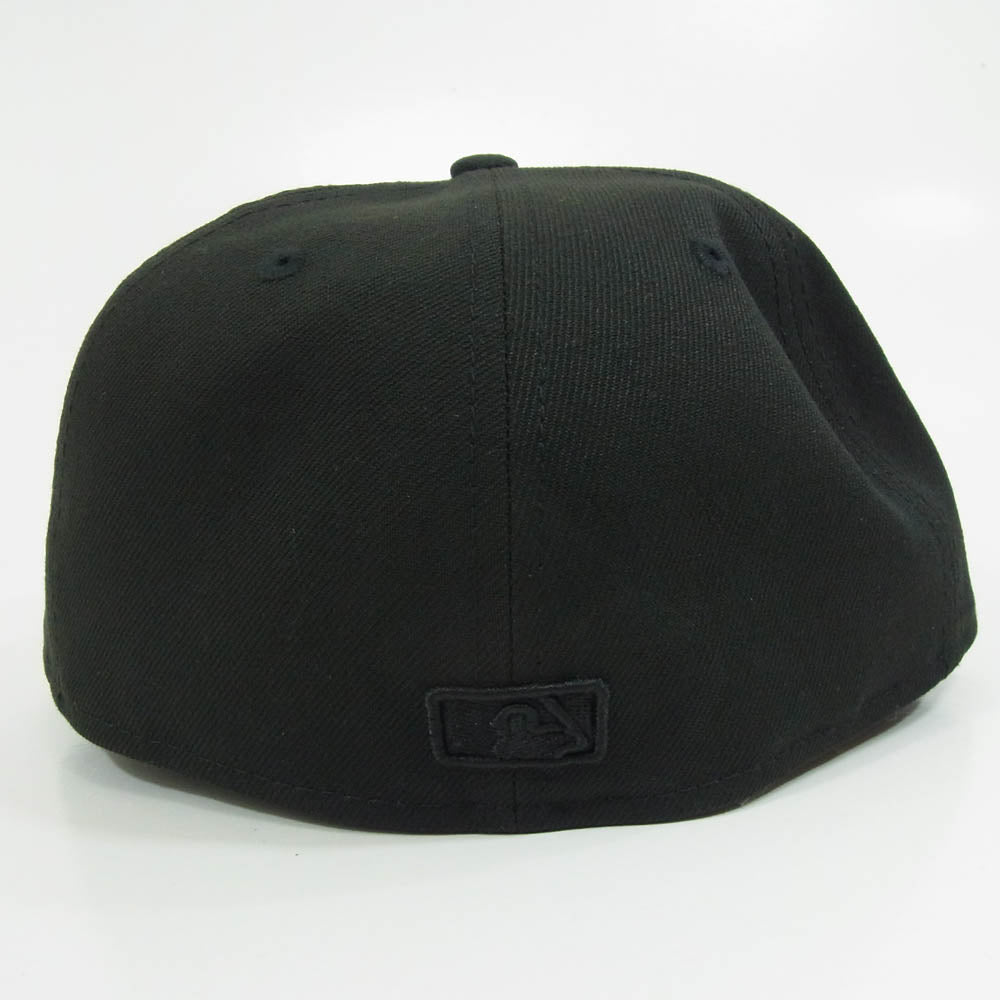 NEW ERA ニューエラ 59FIFTY NY ニューヨークヤンキース ロゴ キャップ ブラック系 7 1/4【美品】【中古】