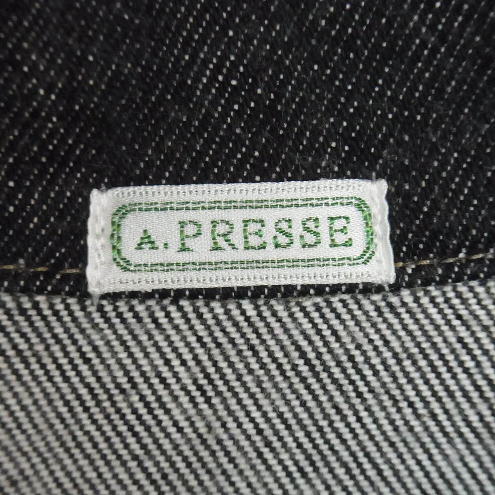 A.PRESSE アプレッセ AP-1002 3rd Type Black Denim Trucker Jacket ブラック デニム トラッカー ジャケット ブラック系 46【極上美品】【中古】