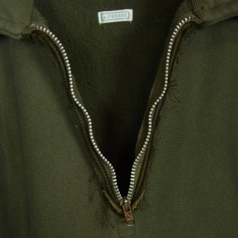 A.PRESSE アプレッセ 25SAP-05-08K Vintage Half Zip Sweat Shirt ヴィンテージ ハーフ ジップ スウェット OLIVE 2【美品】【中古】