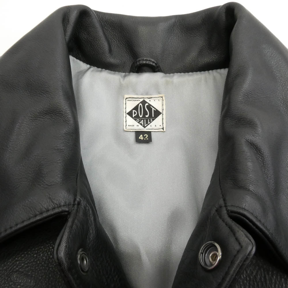 POST OVERALLS ポストオーバーオールズ カウハイド レザー コーチジャケット ジャケット ブラック系 42【中古】
