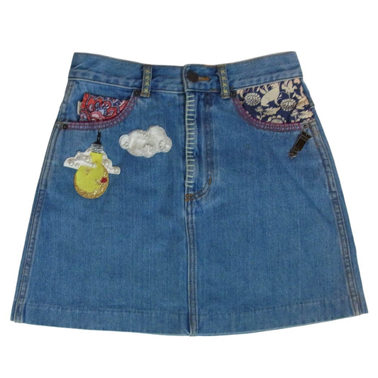 MARC JACOBS マークジェイコブス バッジ ワッペン デニム スカート ブルー系 25【中古】