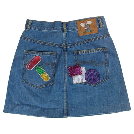 MARC JACOBS マークジェイコブス バッジ ワッペン デニム スカート ブルー系 25【中古】
