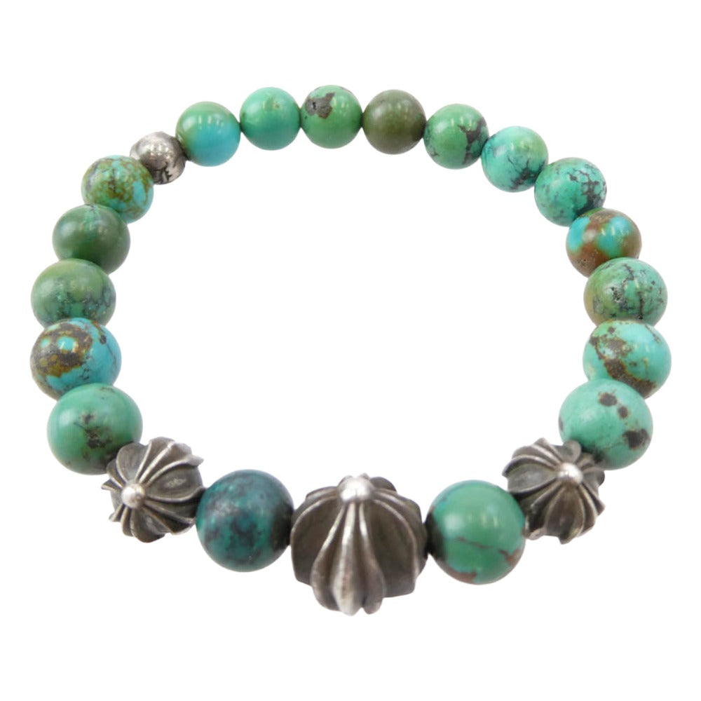 CHROME HEARTS クロムハーツ（原本無） 8mm BEAD ターコイズ ビーズ ブレスレット シルバー系 グリーン系【中古】