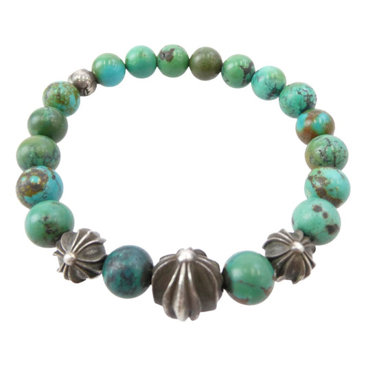 CHROME HEARTS クロムハーツ（原本無） 8mm BEAD ターコイズ ビーズ ブレスレット シルバー系 グリーン系【中古】