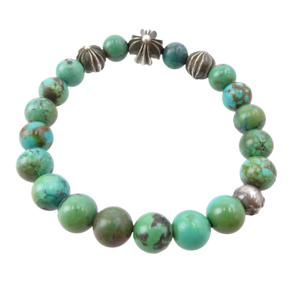 CHROME HEARTS クロムハーツ（原本無） 8mm BEAD ターコイズ ビーズ ブレスレット シルバー系 グリーン系【中古】