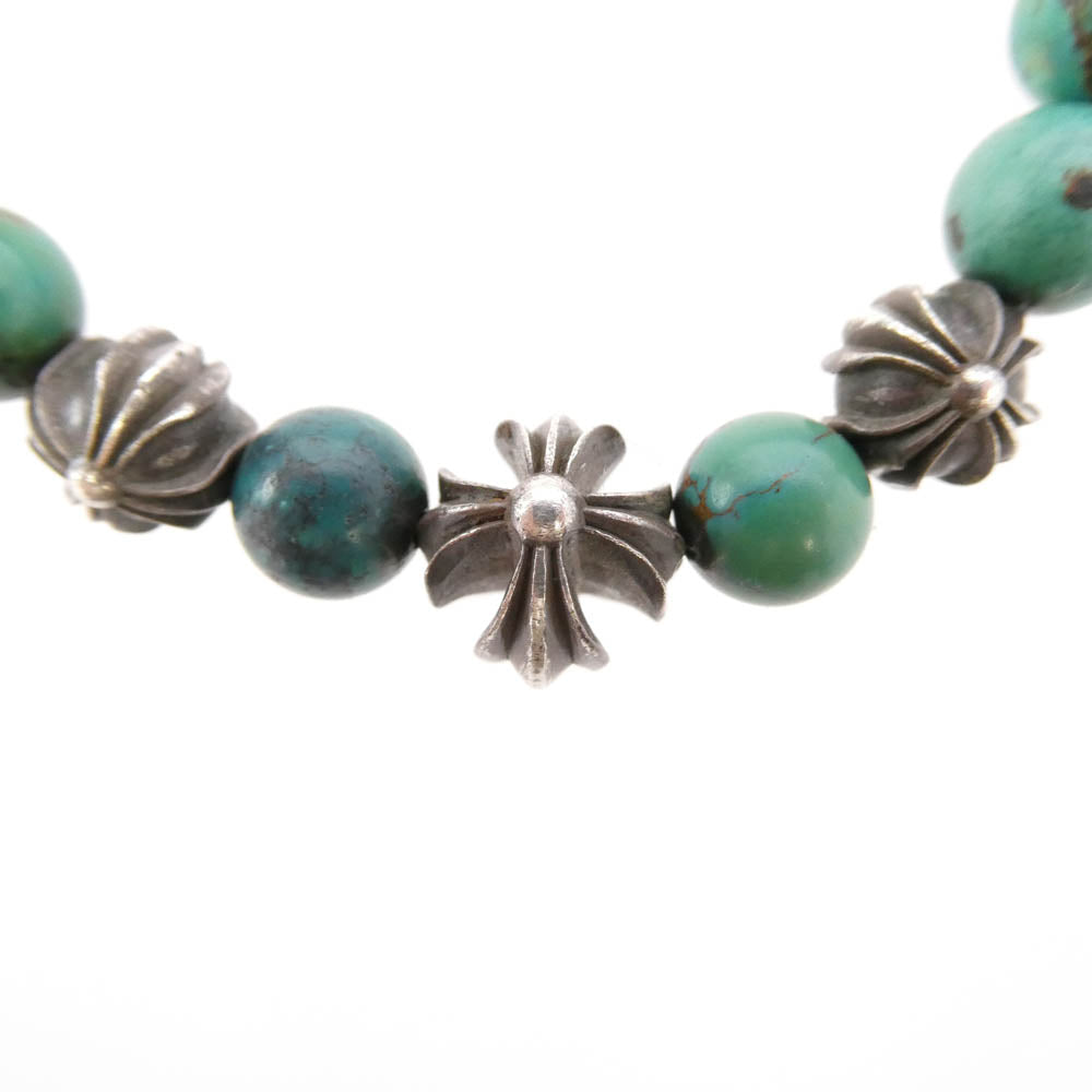 CHROME HEARTS クロムハーツ（原本無） 8mm BEAD ターコイズ ビーズ ブレスレット シルバー系 グリーン系【中古】