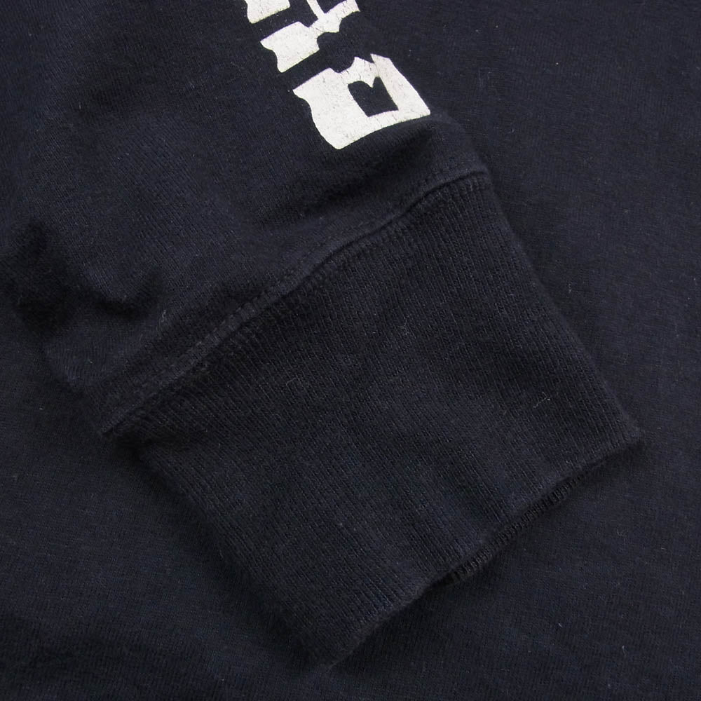 THE FLAT HEAD ザフラットヘッド MOTORCYCLE モーターサイクル BAMBIS OIL バックロゴ ロゴアームプリント 長袖 Tシャツ ダークネイビー系 38【中古】