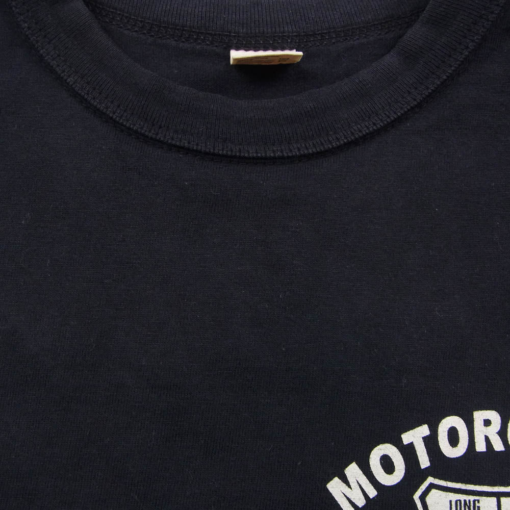 THE FLAT HEAD ザフラットヘッド MOTORCYCLE モーターサイクル BAMBIS OIL バックロゴ ロゴアームプリント 長袖 Tシャツ ダークネイビー系 38【中古】