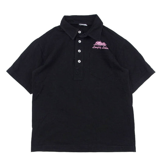 LANGLITZ LEATHERS ラングリッツレザーズ USA製 ロゴプリント 半袖 ポロシャツ ブラック系 S【中古】