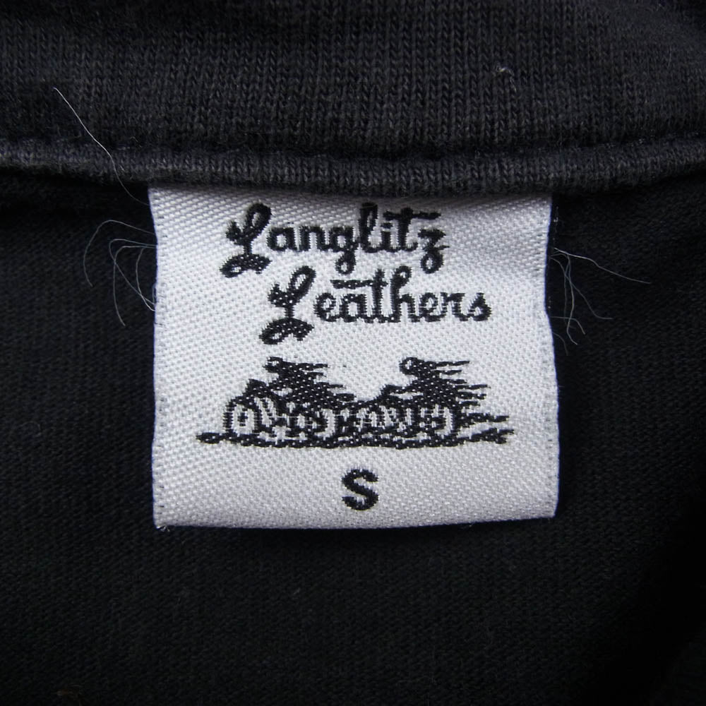 LANGLITZ LEATHERS ラングリッツレザーズ USA製 ロゴプリント 半袖 ポロシャツ ブラック系 S【中古】
