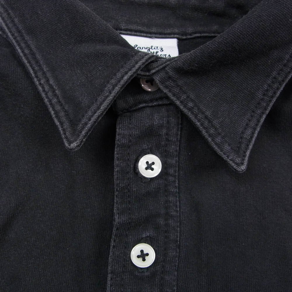 LANGLITZ LEATHERS ラングリッツレザーズ USA製 ロゴプリント 半袖 ポロシャツ ブラック系 S【中古】