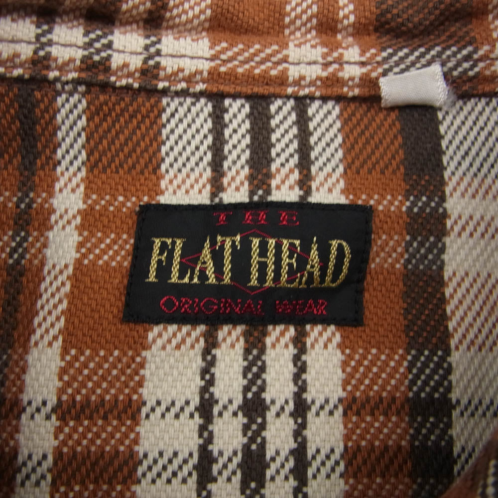 THE FLAT HEAD ザフラットヘッド チェック柄 長袖 へビー ネル ウエスタンシャツ ブラウン系 38【中古】
