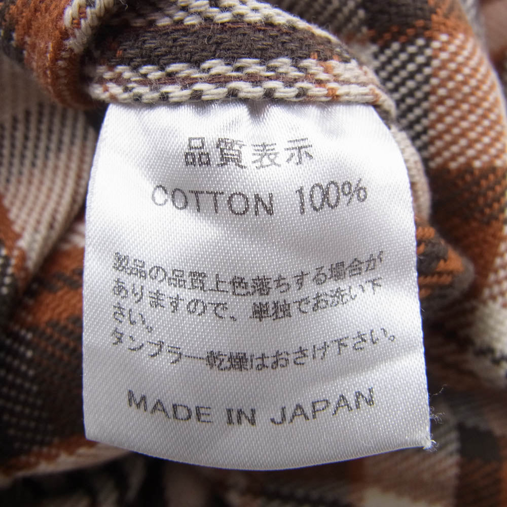 THE FLAT HEAD ザフラットヘッド チェック柄 長袖 へビー ネル ウエスタンシャツ ブラウン系 38【中古】