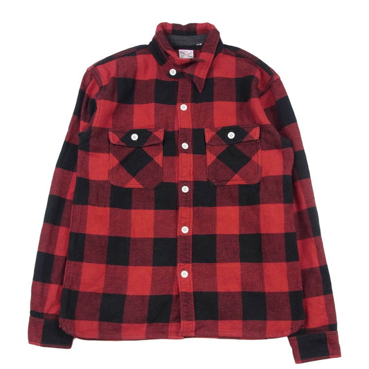 THE FLAT HEAD ザフラットヘッド バッファローチェック ブロックチェック 長袖 へビー ネル シャツ レッド系 38【中古】